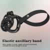G-2.0 Male Chastity Cage with 4 Testicle Rings, Auxiliary Strap and Cock Cage, Black, M view 2