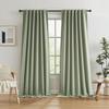 HANGEENGS Blackout Curtain, Linen-Look Thermal Curtain, Green, 130 x 230 cm (W x H) view 1
