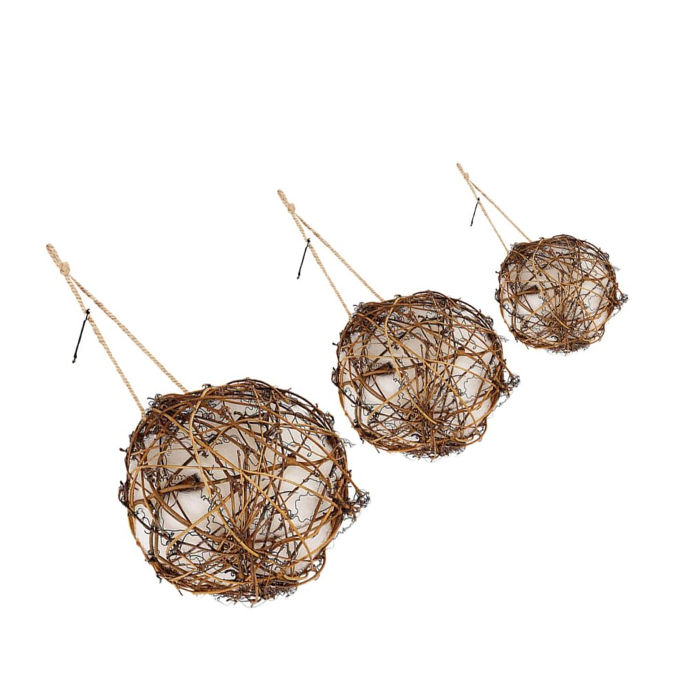 BUGUUYO 3-Piece Spherical Nesting Material with Cotton for Parrots and Hummingbirds, for Garden and Home