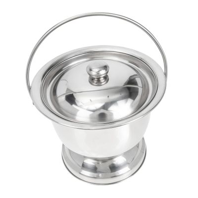 Portable Stainless Steel Urinal with Lid for Children, Silver
