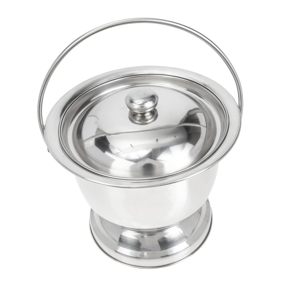 Portable Stainless Steel Urinal with Lid for Children, Silver