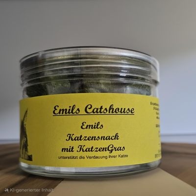 Emils Catshouse Cat Snack with Cat Grass, 90% Chicken Breast, 45g