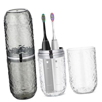 UTHCLO 2-Piece Toothbrush Holder Travel Toothbrush Case with Lid, Portable Toothbrush Box for Home and Travel, Stylish Glacier Pattern