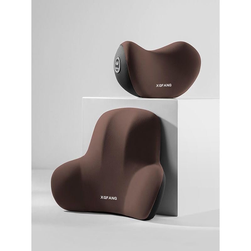 Ydxlcsyy Car Seat Headrest Neck Pillow and Lumbar Support Set for Mercedes-Benz GLC Coupé C254 GLC260 300, B-Coffee