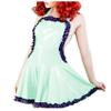 YGZHANYUANOKU Sleeveless Backless French Halter Maid Apron Dress, Shiny PVC, Black Lace Trim, Women's Cosplay Accessory, Customizable, Light Green, 6XL view 1