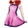 YGZHANYUANOKU Sleeveless Backless French Halter Maid Apron Dress, Shiny PVC, Black Lace Trim, Women's Cosplay Accessory, Customizable, Light Green, 6XL view 3
