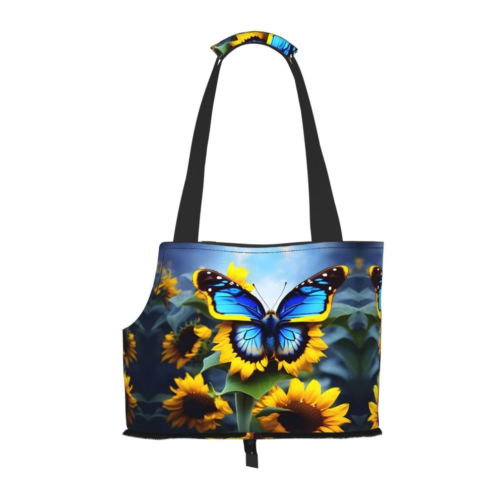 Sunflower and Butterfly Print Shoulder Carrier for Small Dogs and Cats