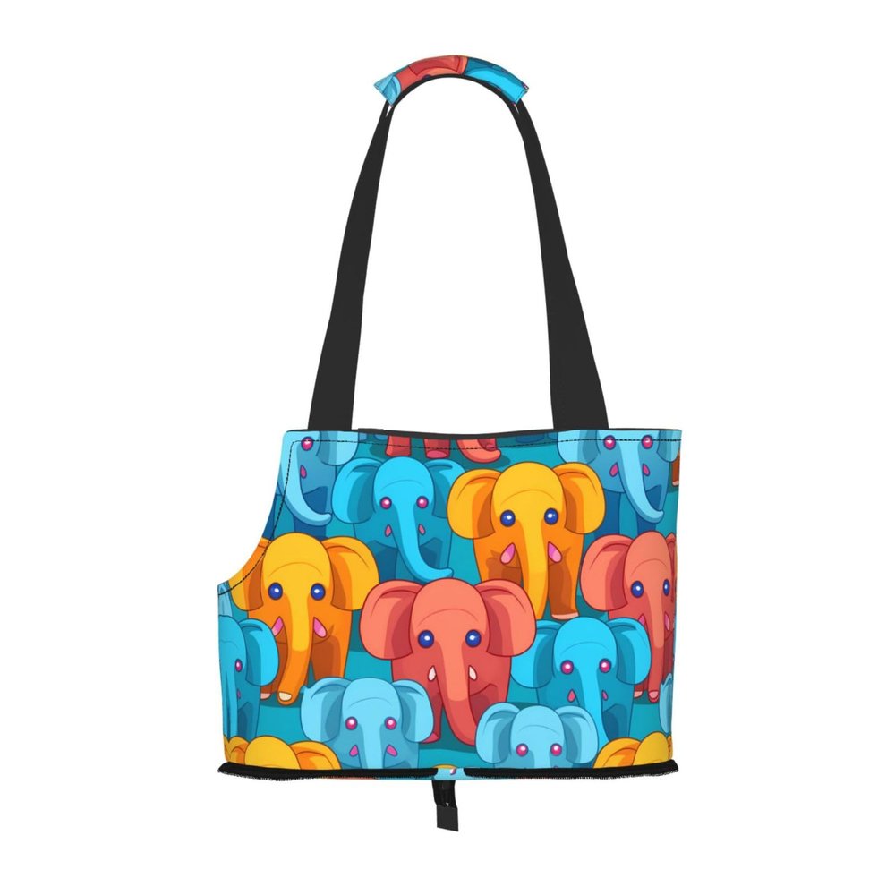 Multicolor Cartoon Elephant Print Pet Shoulder Carrier for Small Dogs and Cats