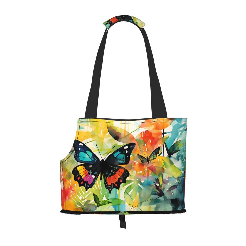 Shoulder Bag for Small Dogs and Cats, Printed Butterfly on Canvas