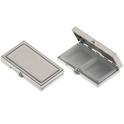2-Compartment Pill Organizer, Smoothly Polished, Square, 3 x 5.5 x 1.2 cm