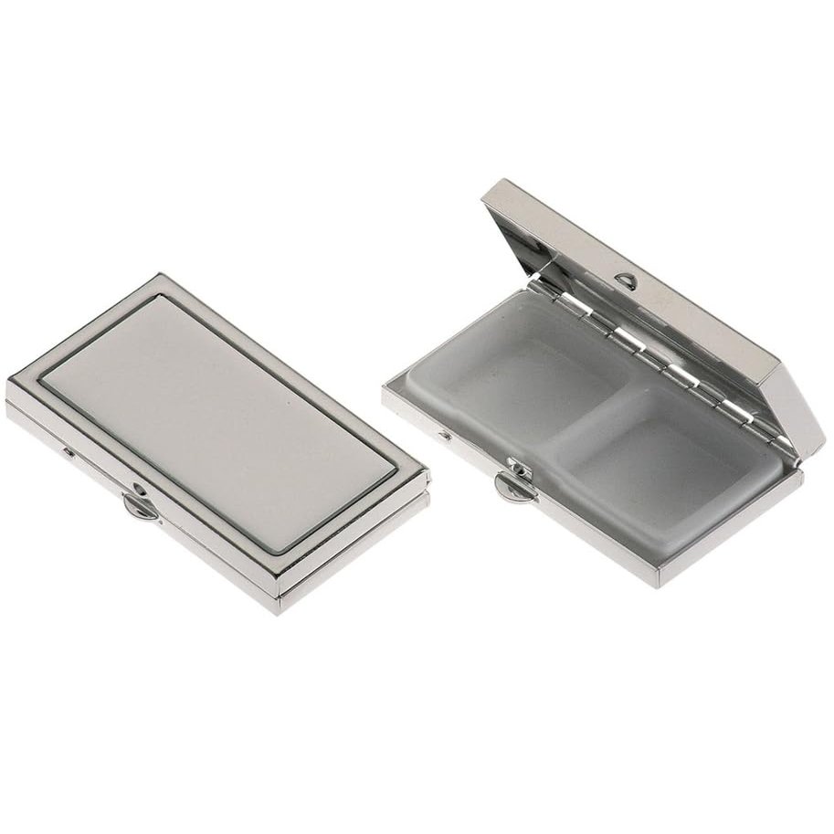 2-Compartment Pill Organizer, Smoothly Polished, Square, 3 x 5.5 x 1.2 cm