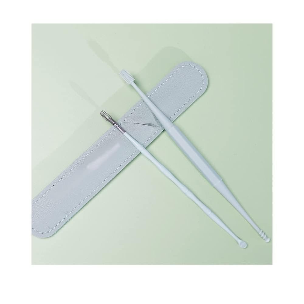 dvnFWKc Earwax Removal Kit, 2-Piece Stainless Steel Set with Storage Pouch, Blue
