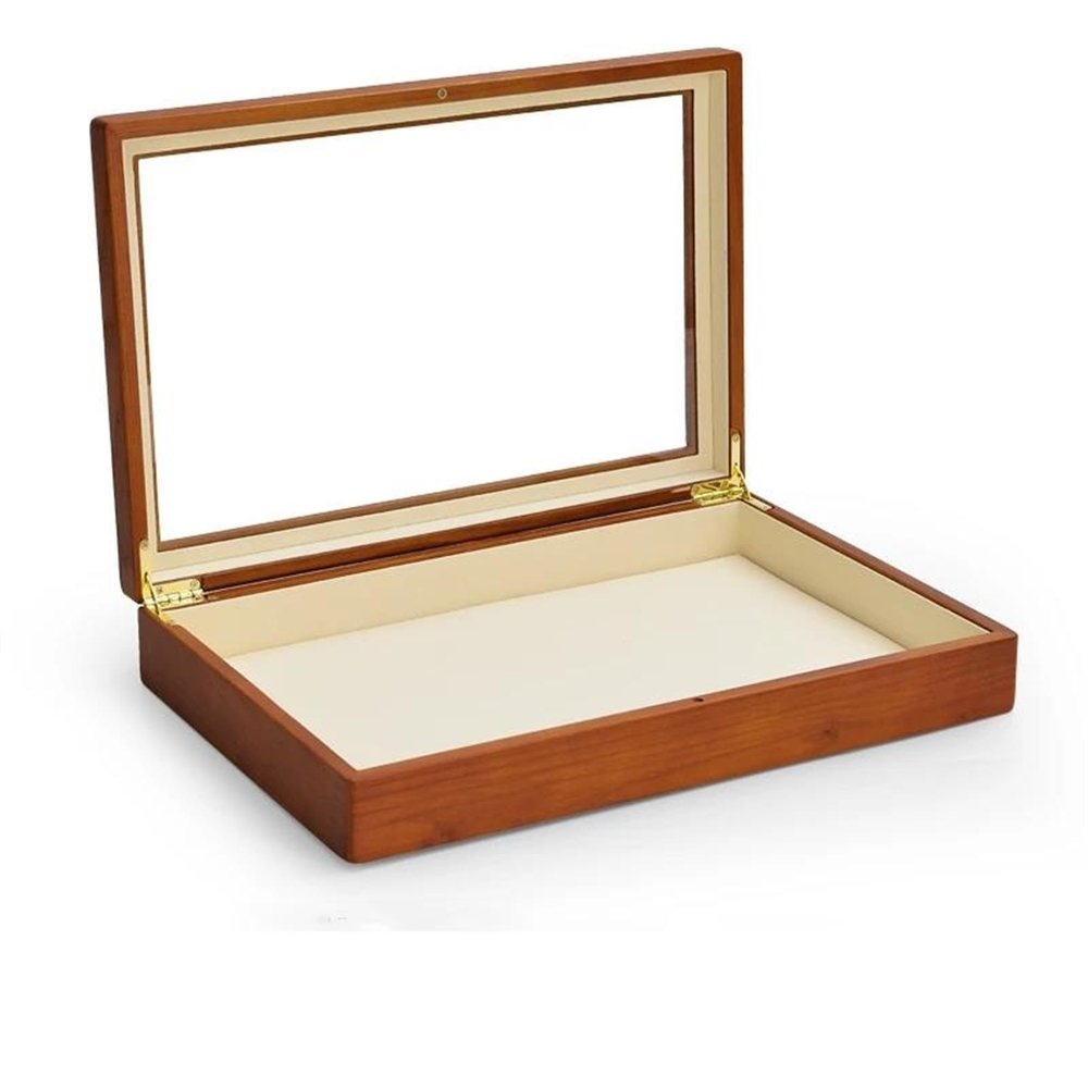 Transparent Jewelry Organizer Case, Solid Wood Jewelry Box for Rings, Necklaces, and Bracelets