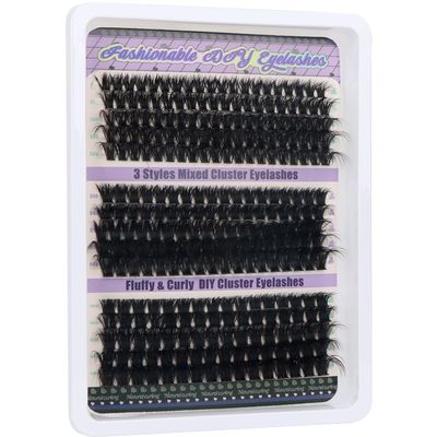 OWill 270-Piece False Eyelash and Lash Cluster Set, 10–18 mm, D Curl, 60+80+100D, for DIY Lash Extensions