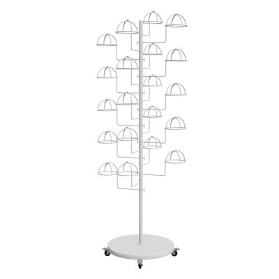 Multi-Tier Rolling Hat Stand for Cowboy Hats and Wigs, White