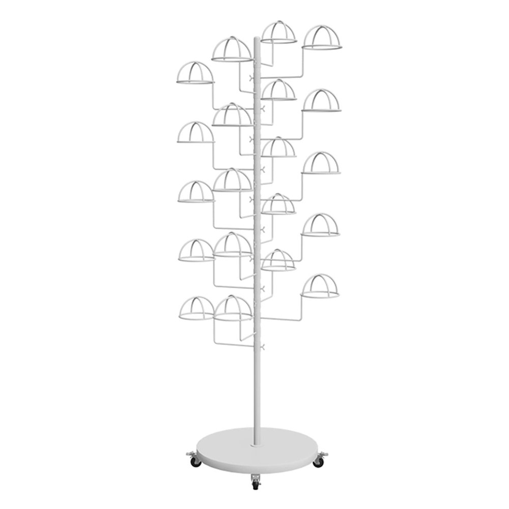 Multi-Tier Rolling Hat Stand for Cowboy Hats and Wigs, White