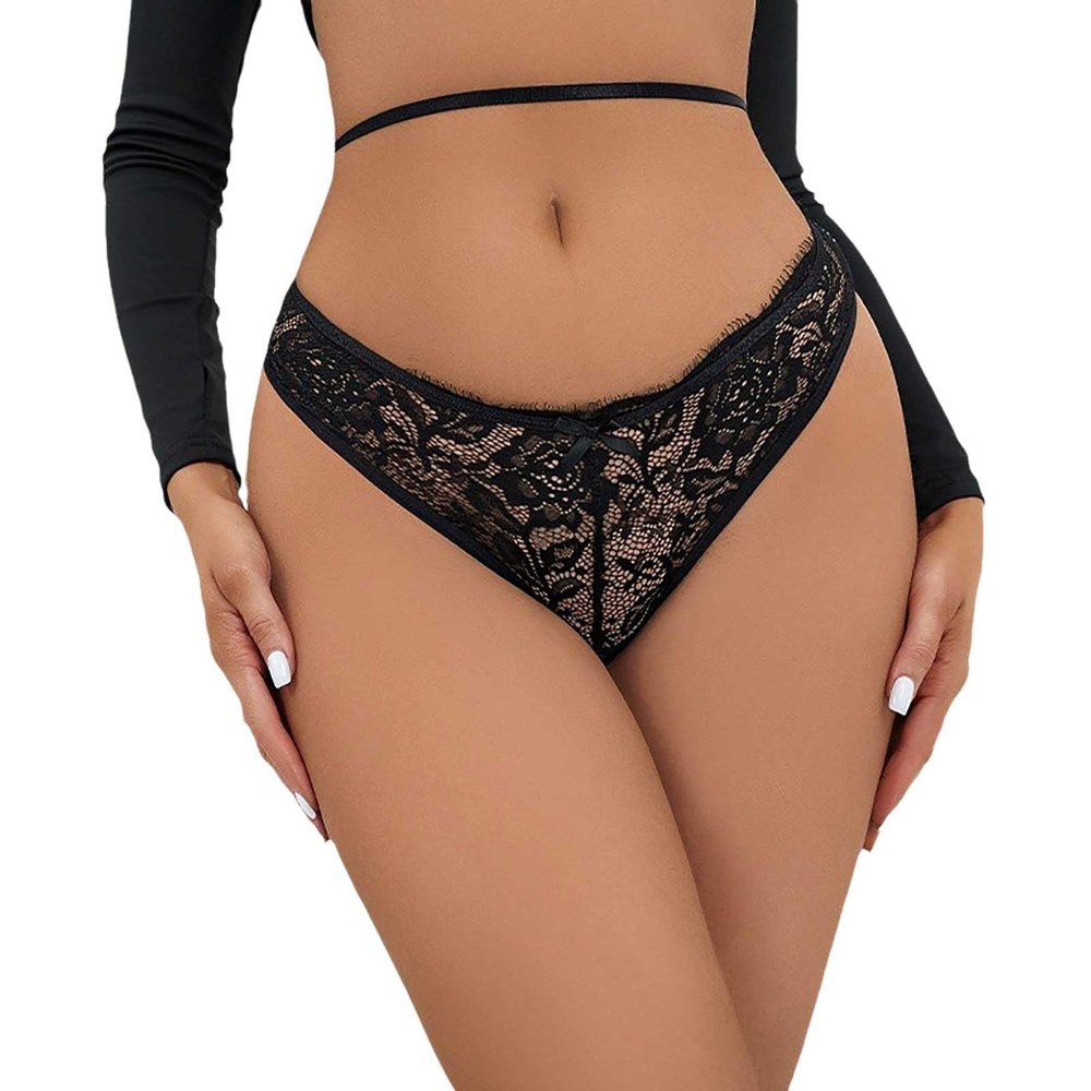 Women's Cotton Lace Panties, Black