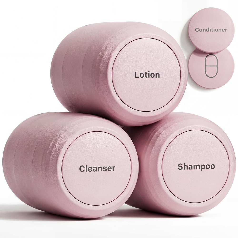 Trimcoo Leakproof Travel Toiletry Containers, TSA-Approved PLA, Pink, 3-Pack, 60 mL
