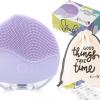 Electric Facial Cleansing Brush, Rechargeable Silicone Ultrasonic Massager, IPX6, Purple view 1