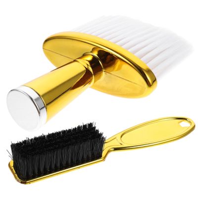 Neck Hair Brushes, 2-Piece Set, Plastic, Gold