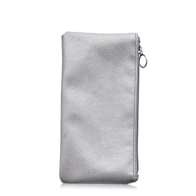 SHERCHPRY Silver PU Leather Cosmetic Bag with Zipper