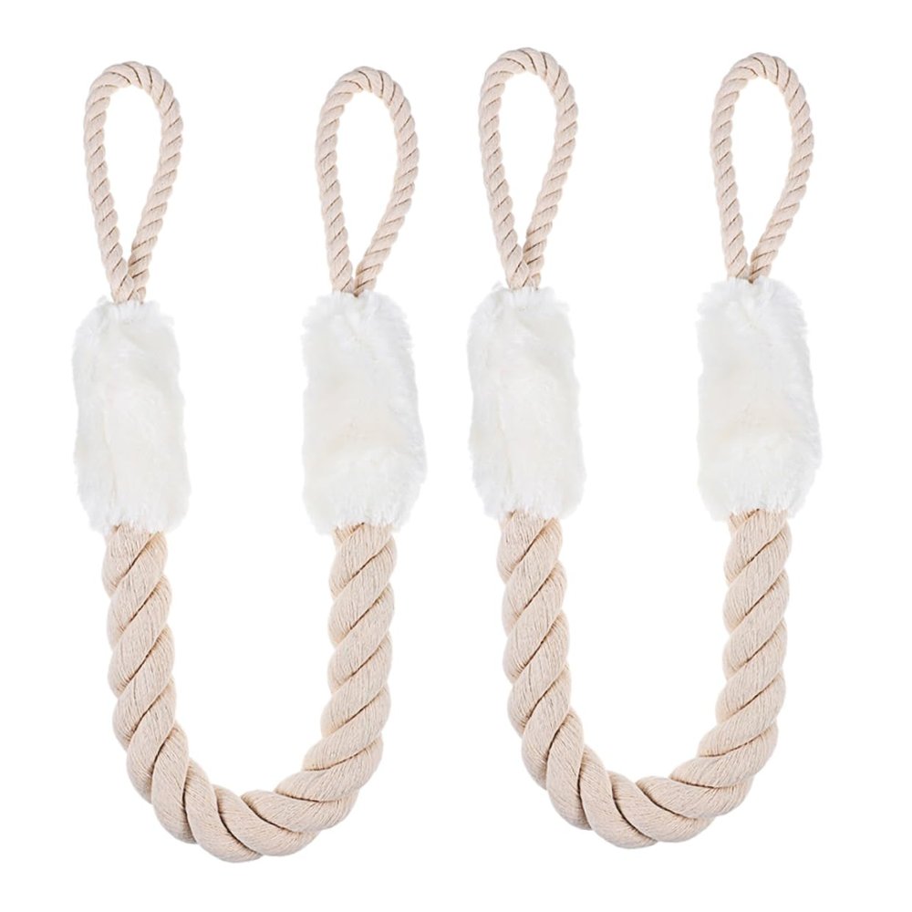 Child-Safe Door Stopper with Rope Handle, 2-Pack, White