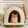 ERNAN Foldable Cat Cave & Bed for Large Cats, Washable, Non-Slip, Green, M view 2