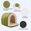 ERNAN Foldable Cat Cave & Bed for Large Cats, Washable, Non-Slip, Green, M view 3