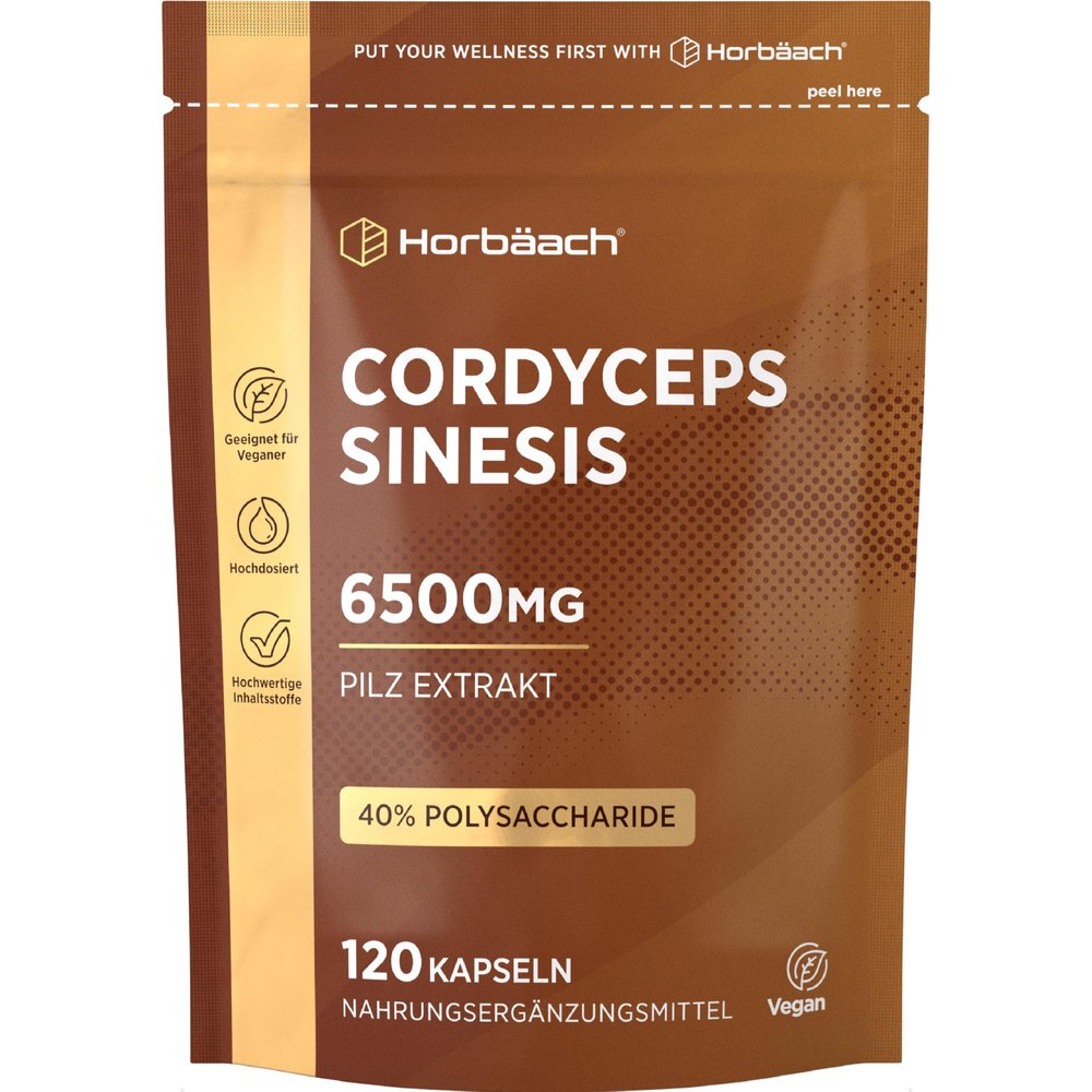 High-Dose Cordyceps Capsules 6,500 mg - 4-Month Supply - 120 Vegan Capsules