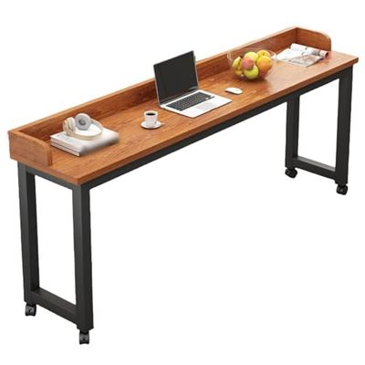Overbed Table with Wheels, Mobile Bedside Desk, Adjustable Laptop Table