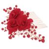 Bridal Hair Comb with Pearls and Rose Blossom, Vintage Alloy Design view 1