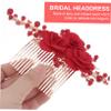 Bridal Hair Comb with Pearls and Rose Blossom, Vintage Alloy Design view 3