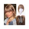 Human Hair Topper for Women, 360° 3D Coverage, Medium Bangs, Brown Mix Dark Blonde view 1