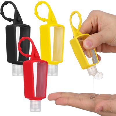 OUNONA Set of 4 Travel Bottles, Leakproof Refillable Liquid Containers with Silicone Sleeves, 4 x 4.92 x 1.18 in