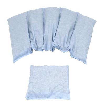 PLAIN FABRIC Spelt Heat Pillow Set of 2, 5-Chamber + Small, 51 x 21 cm Grain Pillow, Microwave + Oven (Light Blue, Spelt)