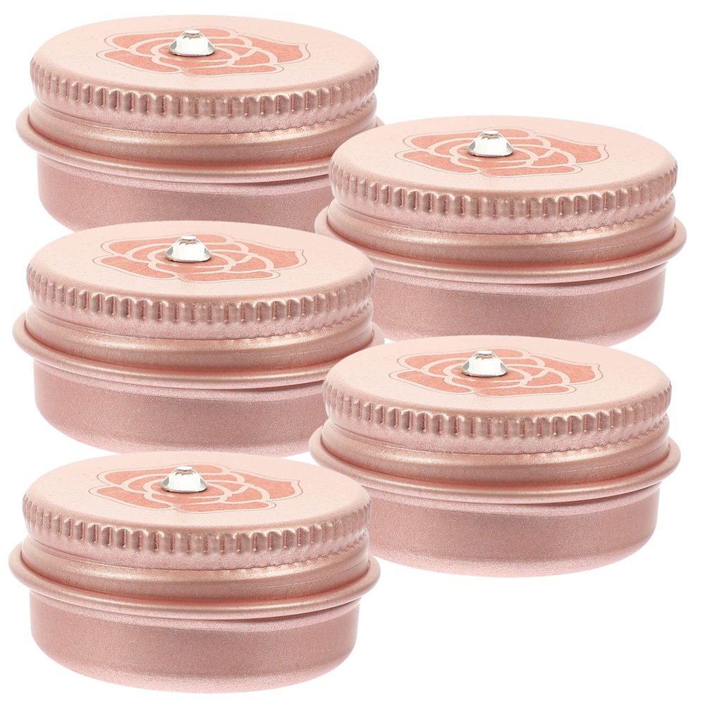 Portable Round Aluminum Tins with Rhinestones and Screw-Top Lids