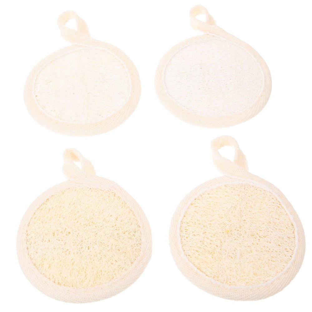 4 Cotton-Linen Facial Exfoliating Pads with Loofah