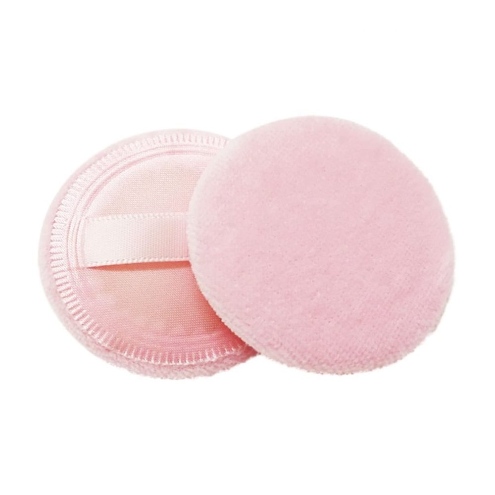 8 Round Cotton Makeup Powder Puffs with Ribbon, Pink