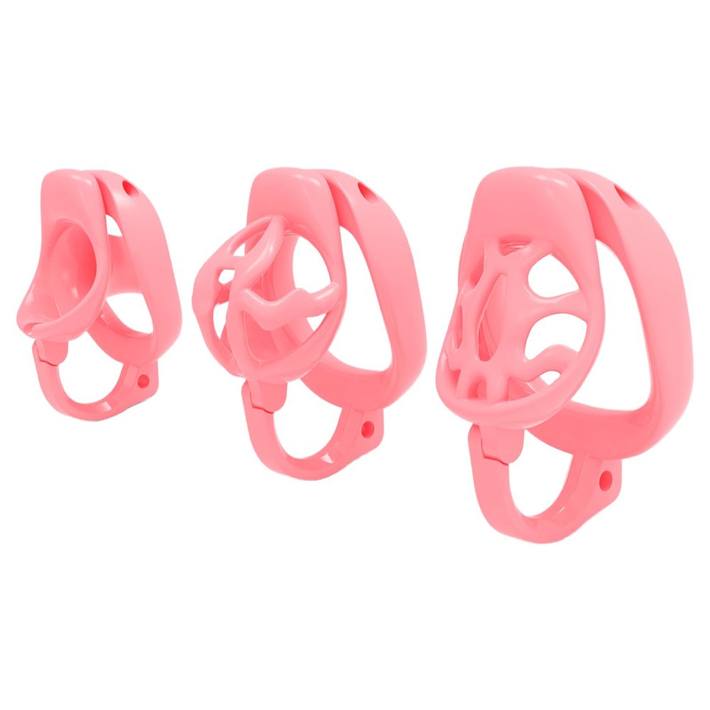 HXLXW Flat Chastity Cage for Men with 4 Rings and Testicle Hook, Black/Stub