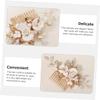 Gold Ceramic Hair Comb with Floral Pattern for Brides view 4