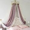 Golden Princess Crown Bed Canopy, Iffon Mosquito Net with Metal Crown and Decorative Yarn Curtains for a 2.0 m Bed view 2