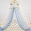 Bed Canopy with Metal Crown, Hanging Decorative Privacy Net, Play and Reading Tent for Indoor Use, Navy Blue, 1.8 m Bed view 1