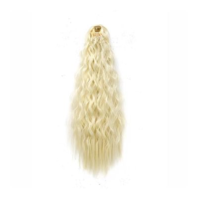 22-Inch Synthetic Long Tousled Curly Ponytail Extension with Drawstring, Wrap-Around Clip-In Hairpiece for Women, Blonde
