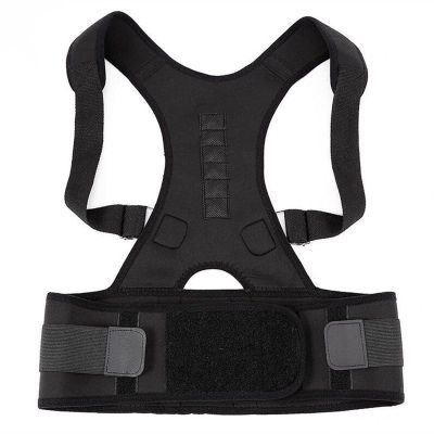 XAoSCd Winter Invisible Orthopedic Magnetic Therapy Back Support Belt, Shoulder and Spine Corrector Corset, Hair Straightener Clip, Black-Large