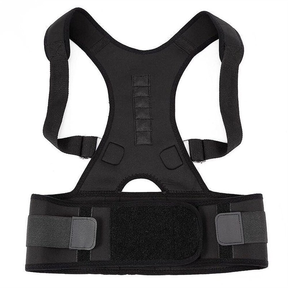 XAoSCd Winter Invisible Orthopedic Magnetic Therapy Back Support Belt, Shoulder and Spine Corrector Corset, Hair Straightener Clip, Black-Large