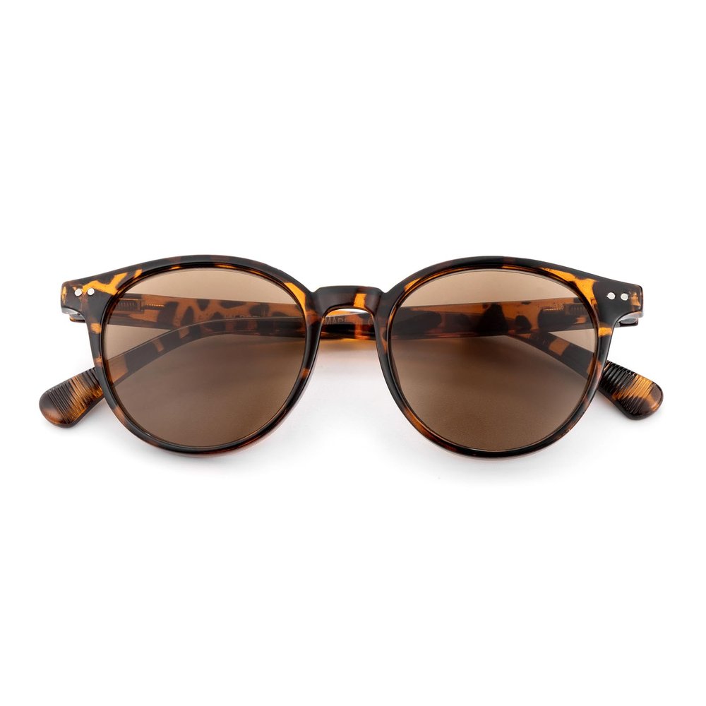 SKYWAY Retro Round Sun Reading Glasses, Tortoiseshell/Brown, +1.50