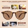 SKYWAY Retro Round Sun Reading Glasses, Tortoiseshell/Brown, +1.50 view 3