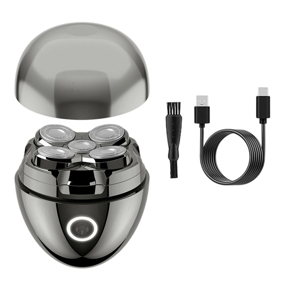 Men's Bald Head Shaver, Magnetic Floating Head, Waterproof, Wet & Dry, USB-C Rechargeable (Silver)