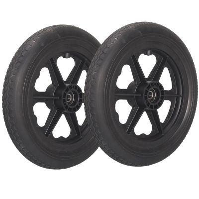 12-Inch Manual Wheelchair Rear Wheels, Non-Inflatable PU Tires, Transport Chair Replacement Parts (Black)