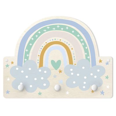 micasia Children's Coat Rack, Space Sky Design, Rainbow Motif, Made in Germany, 1122 (40 x 30 cm)